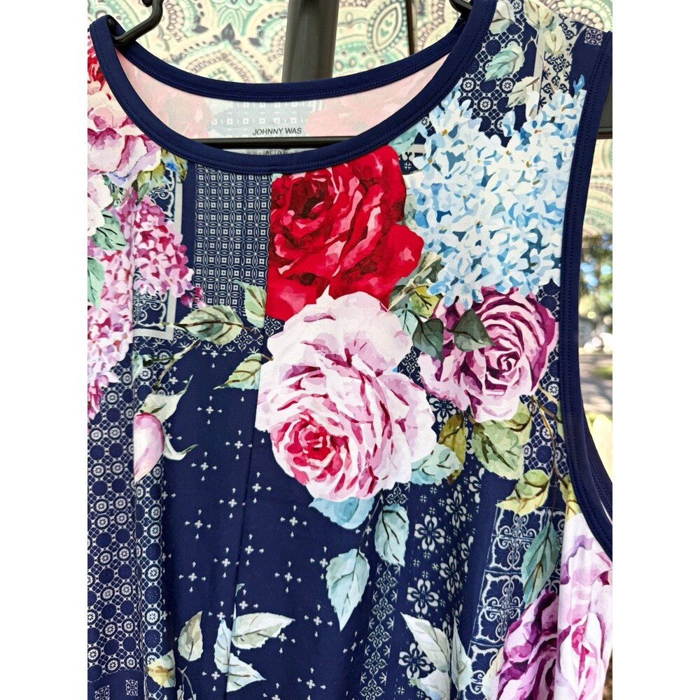 Johnny Was Active Women’s XL Floral Sleeveless Tank Stretch boho swing
